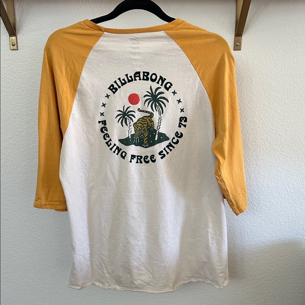 Billabong Yellow and White Long Sleeve T-Shirt - Picture 3 of 7